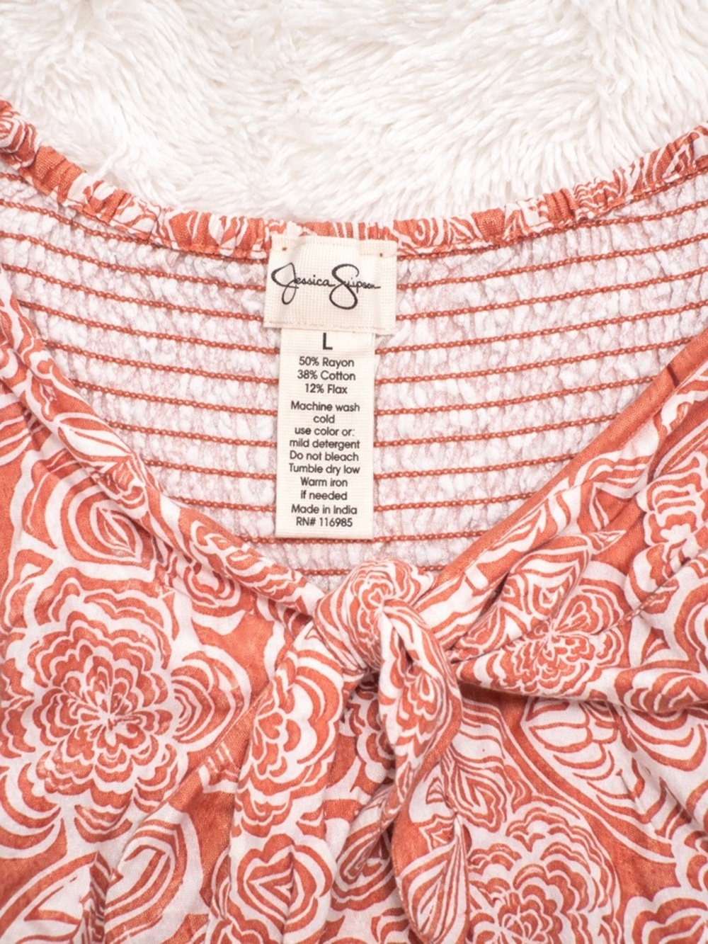 Jessica Simpson Floral Mini Dress Large Cottagecore Puff Sleeve Smocked Boho - Picture 2 of 3